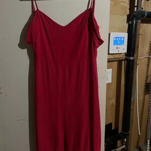 off the shoulder reformation red midi dress